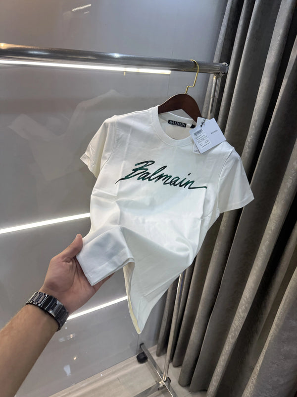 Balmain Paris White L Logo Work Premium T-Shirt