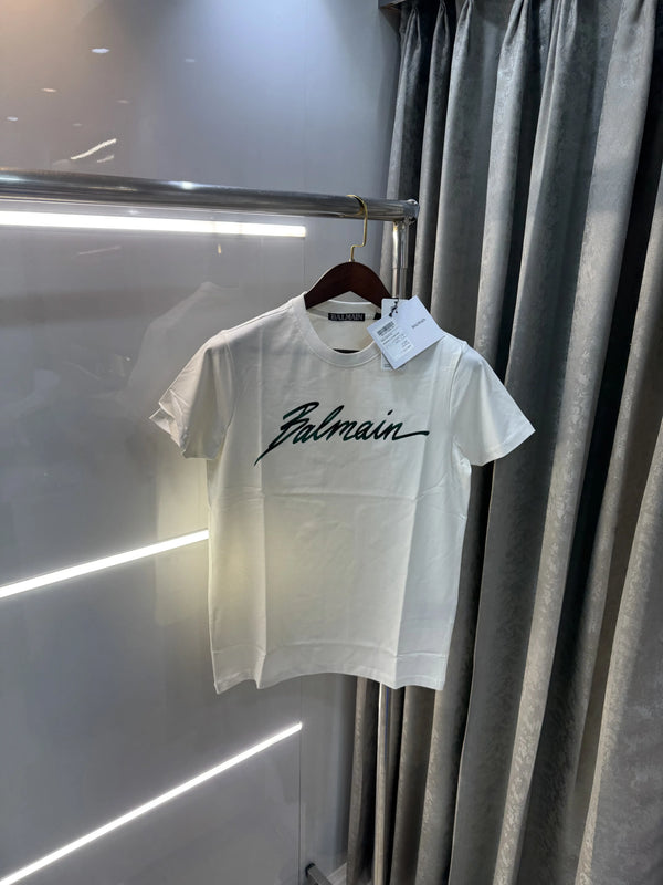 Balmain Paris White L Logo Work Premium T-Shirt
