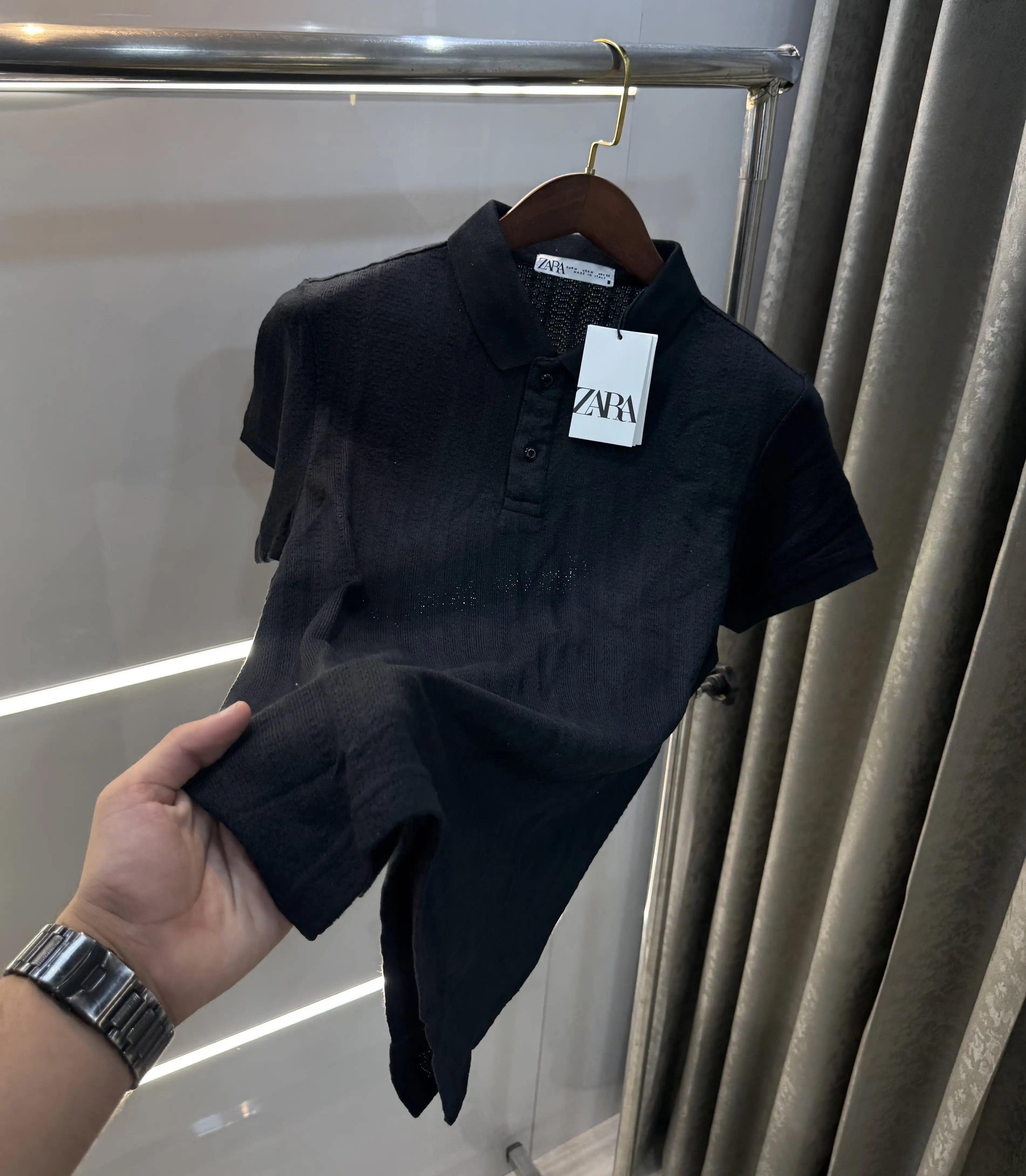 Zar a Black Premium Knitted Polo T-shirt Main image