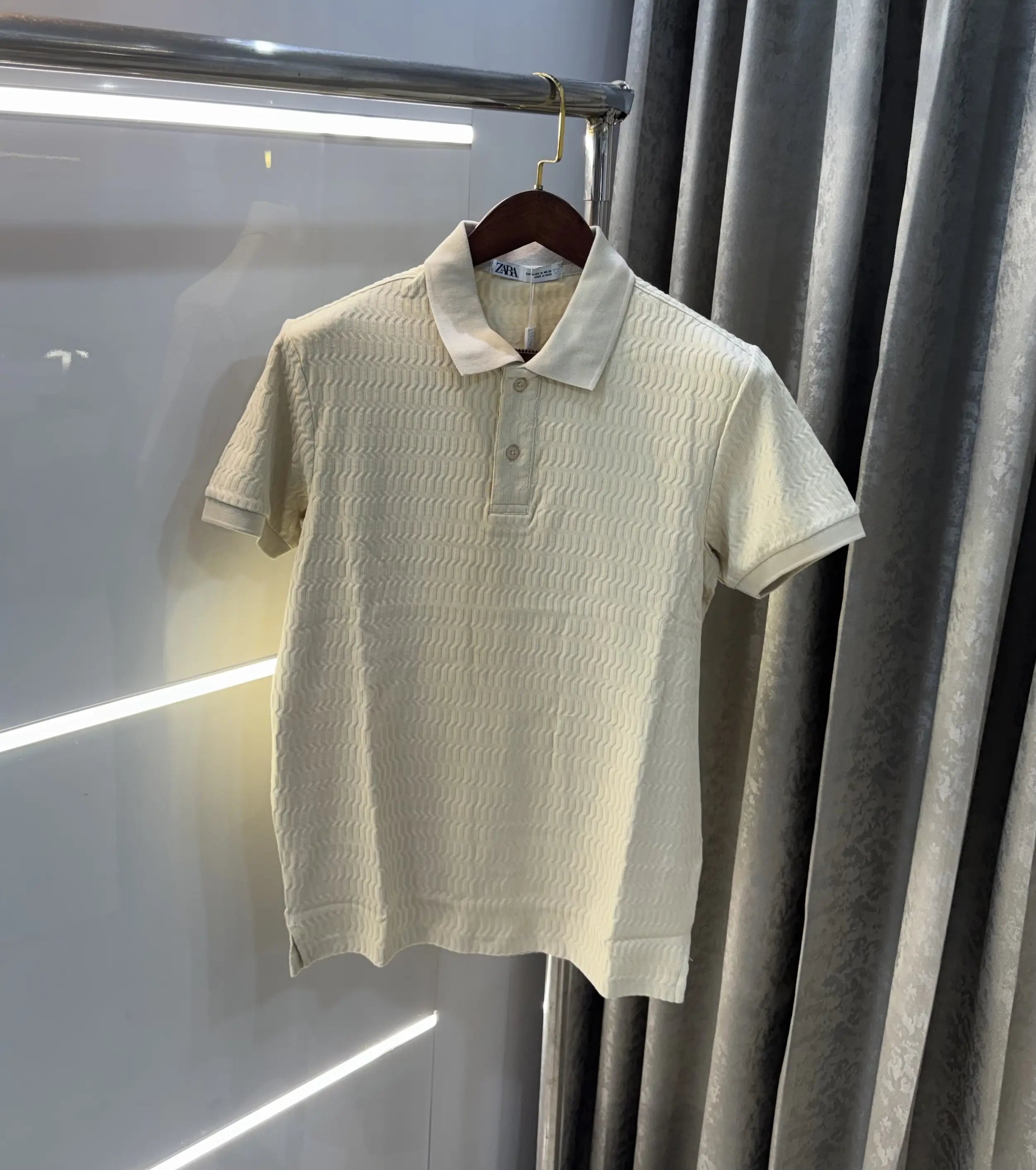 Zar a Beige Premium Knitted Polo T-shirt Secondary image