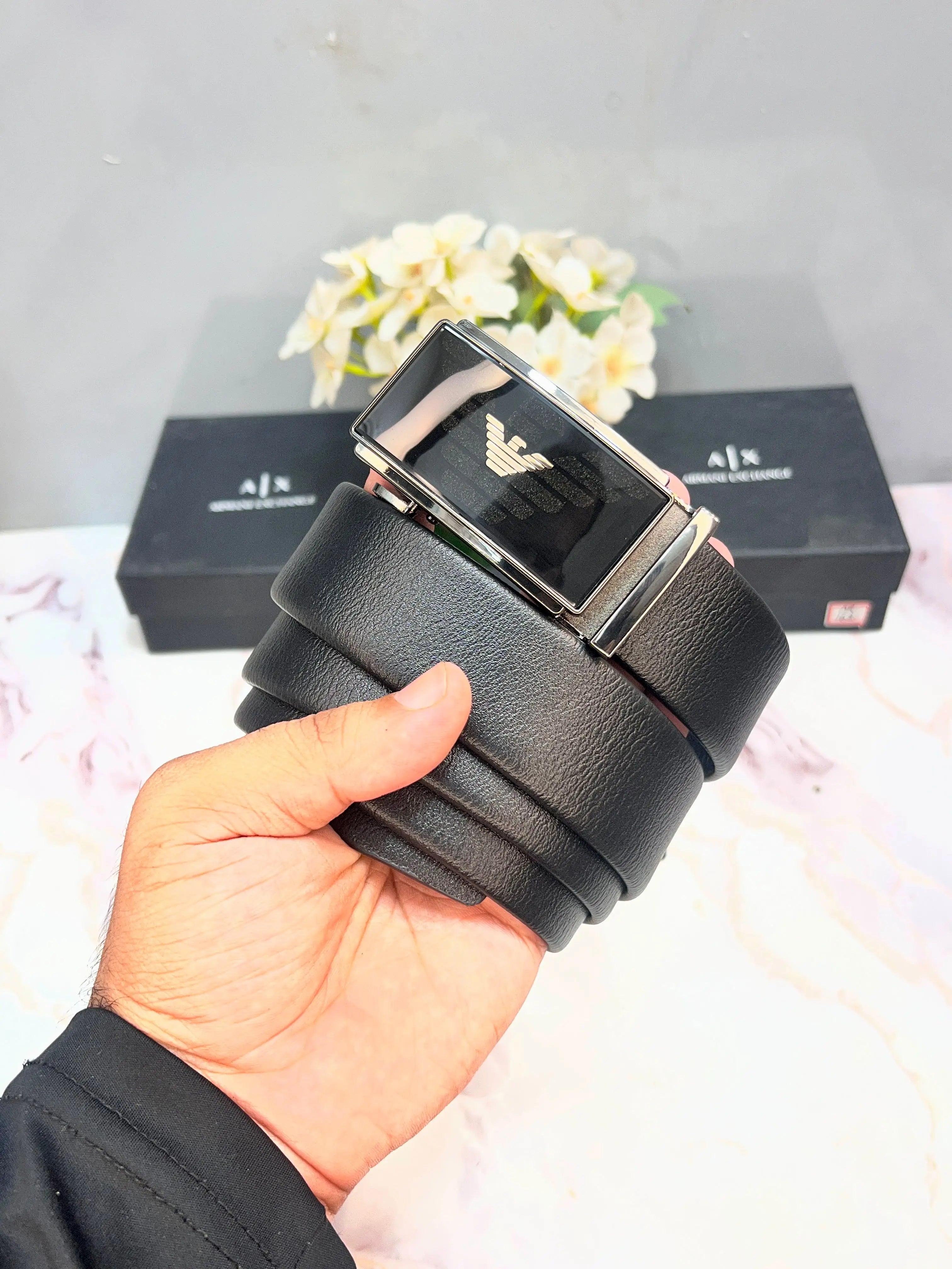AX ARMANI EXCHANGE PREMIUM QUALITY AUTOLOCK BELT WITH OG BOX AX-523 Secondary image