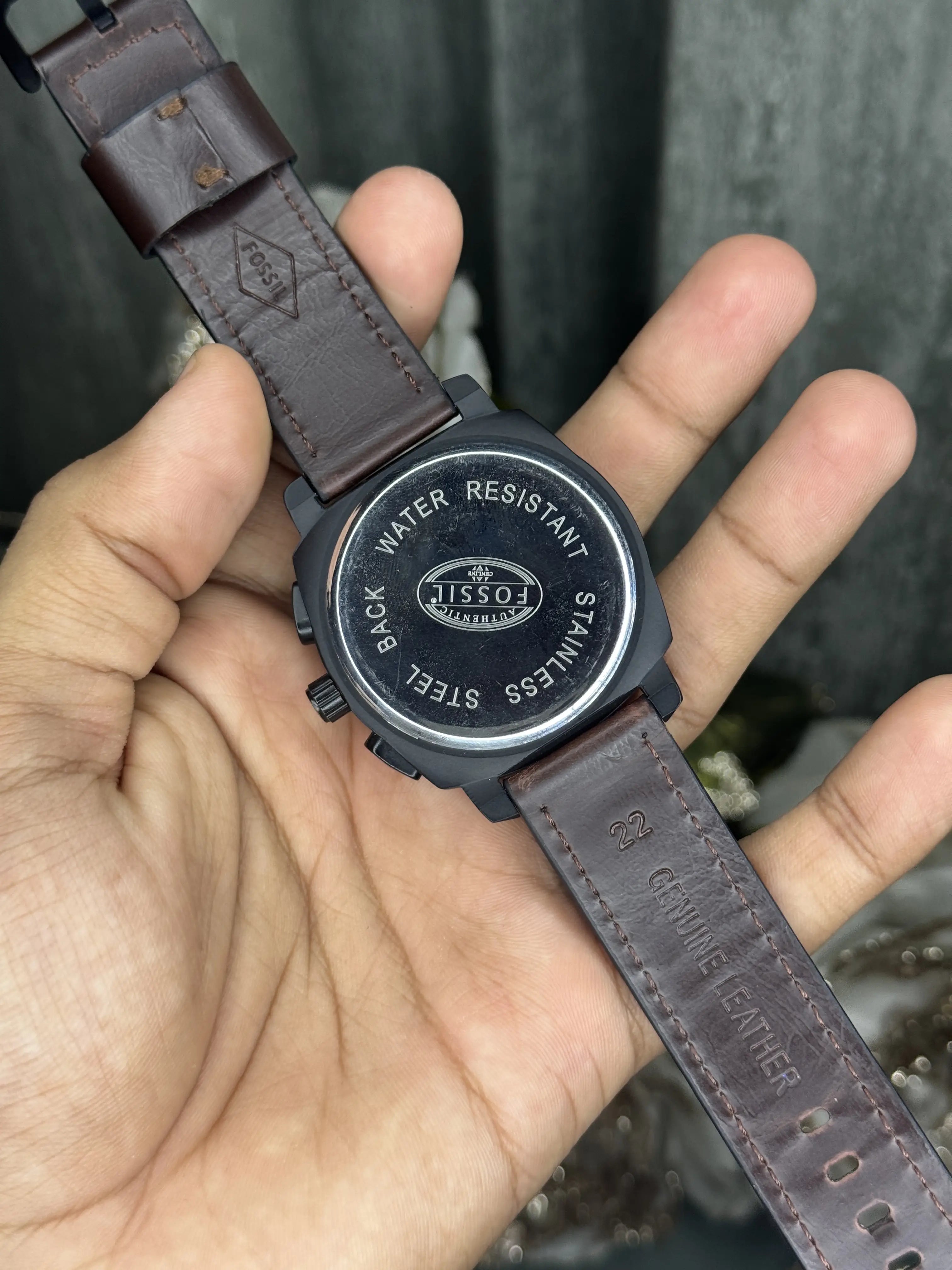 Fossi l Machine Chronograph Gunmetal Brown Premium Watch