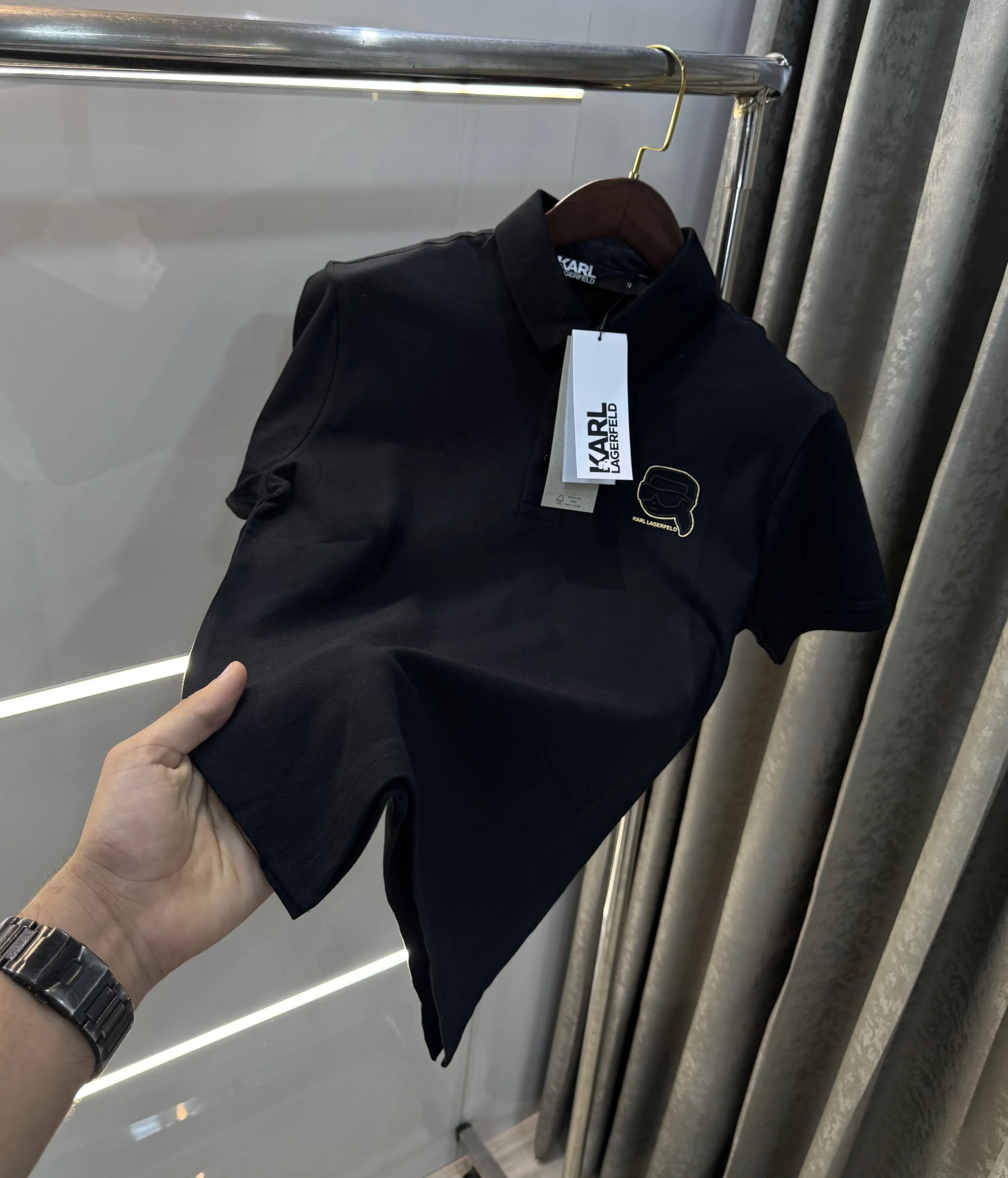 Kar l Lagerfled Black Imported Polo T-Shirt