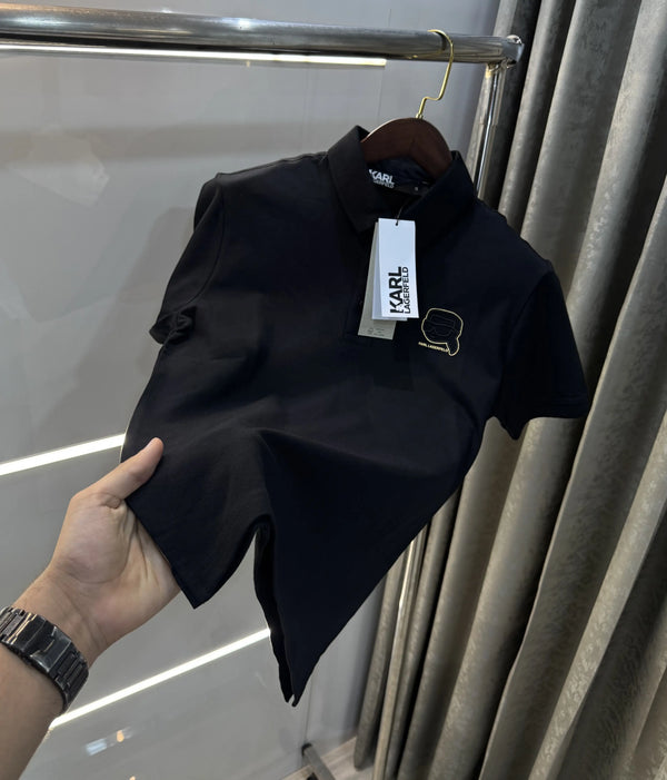 Kar l Lagerfled Black Imported Polo T-Shirt