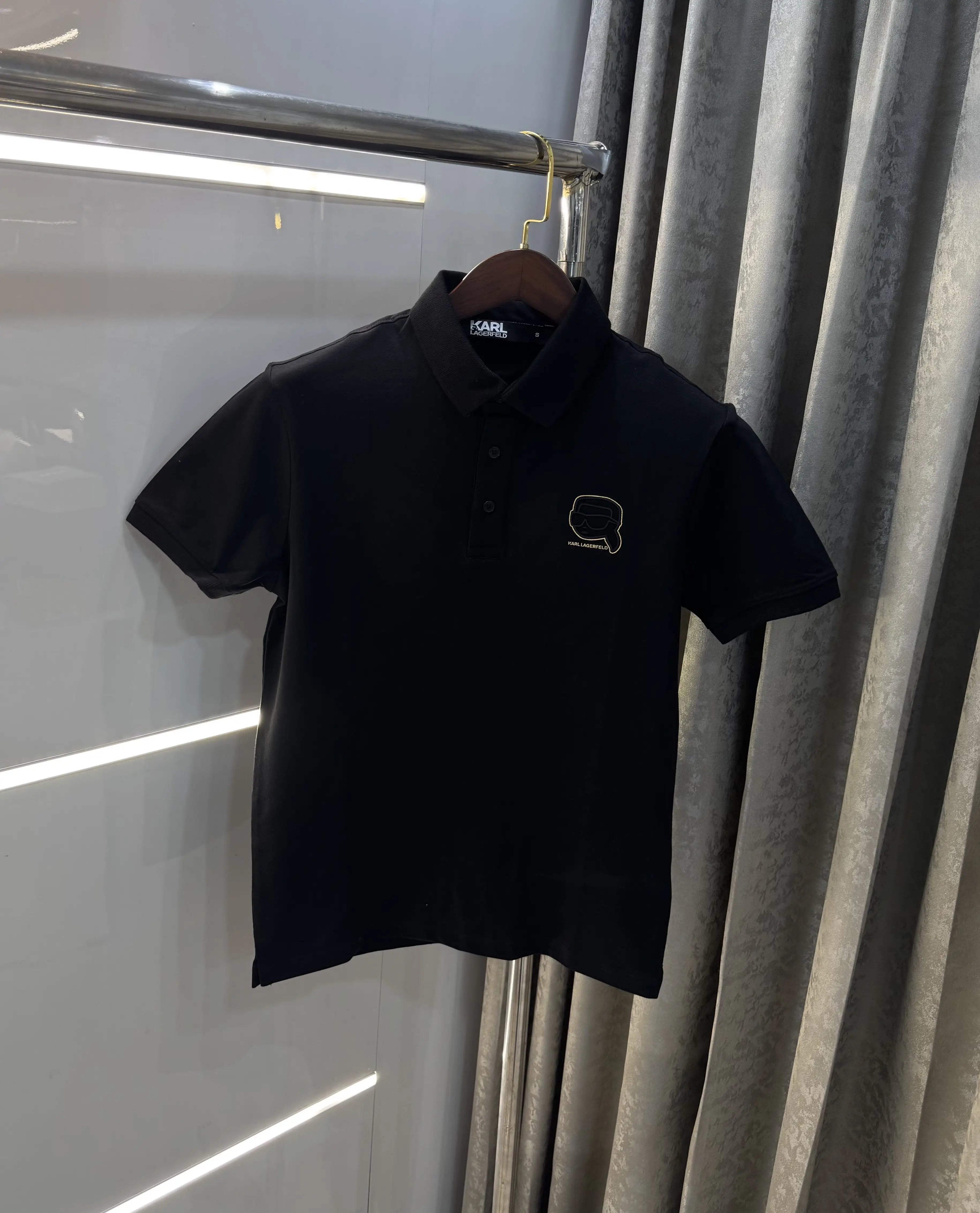 Kar l Lagerfled Black Imported Polo T-Shirt