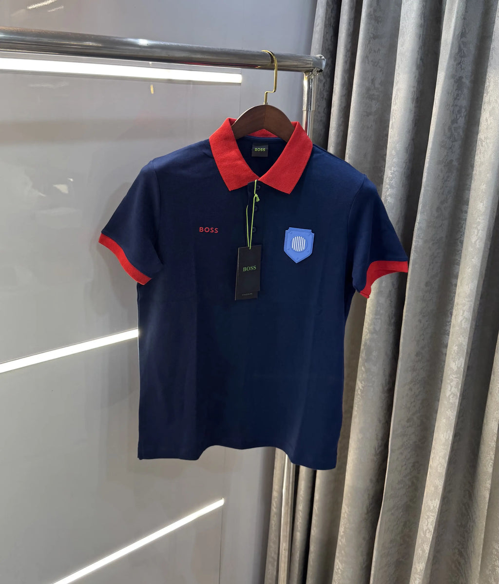 Hug o Bos s Blue Logo Work Premium Polo T-shirt