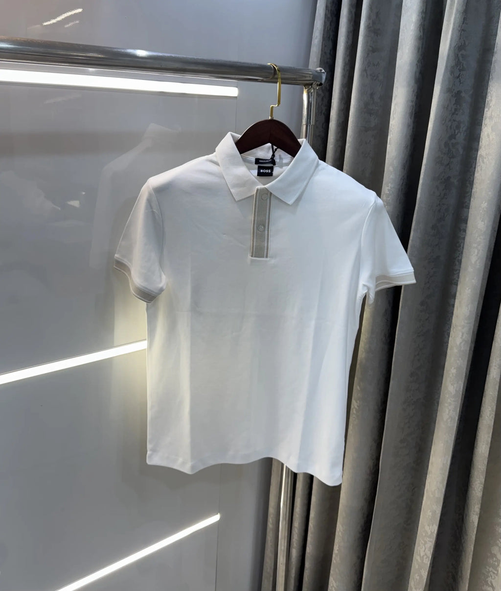 Hug o Bos s White Logo Work Premium Polo T-shirt