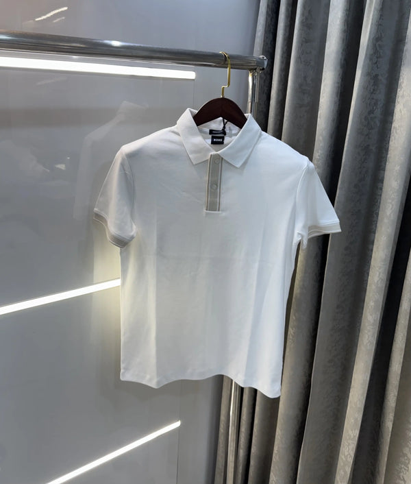 Hug o Bos s White Logo Work Premium Polo T-shirt