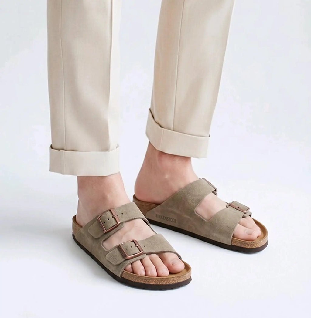 Birkenstock_Arizona Beige Suede Leather Slide