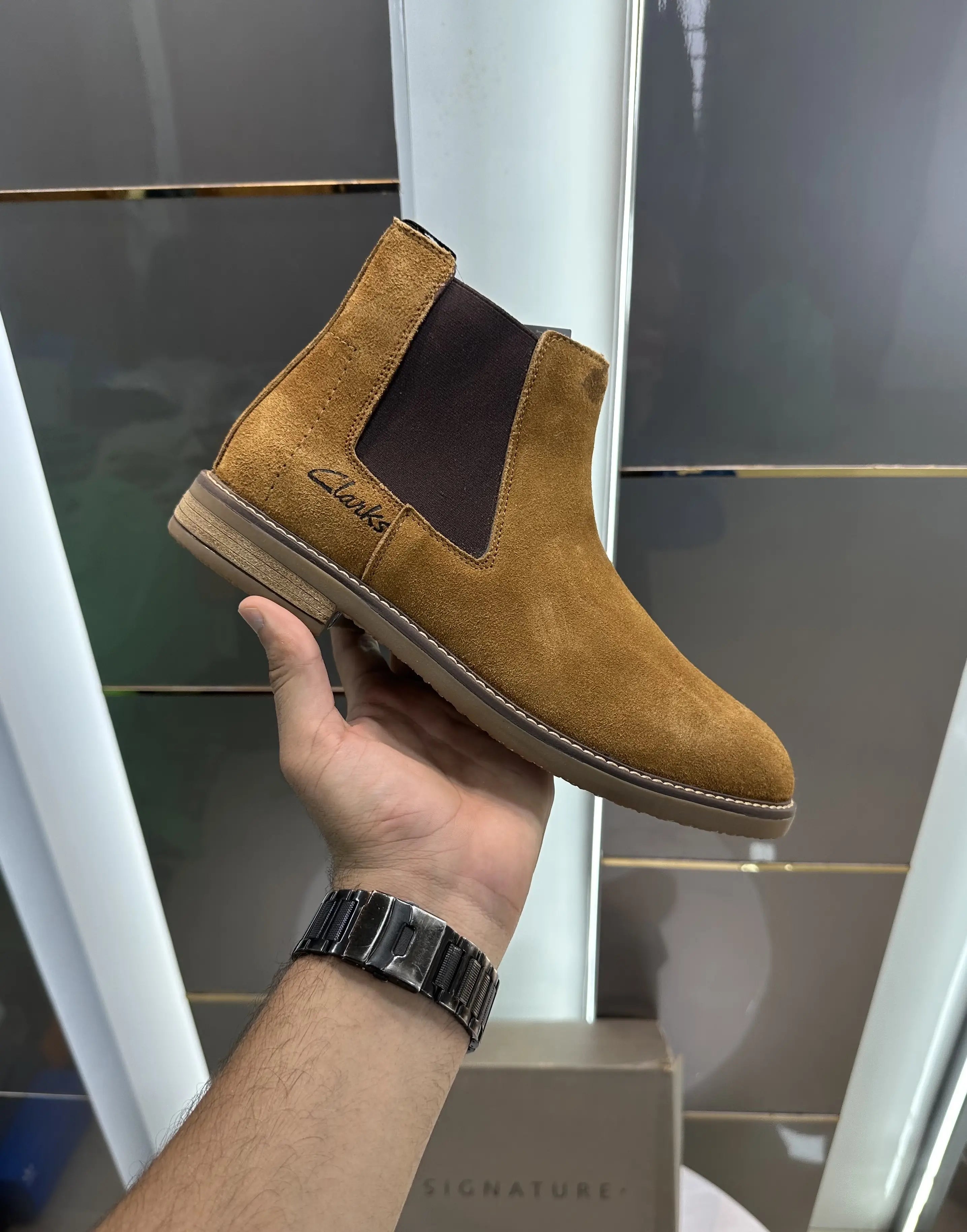 Clarks_Signature Tan Suede Leather Chelsea Boots Secondary image