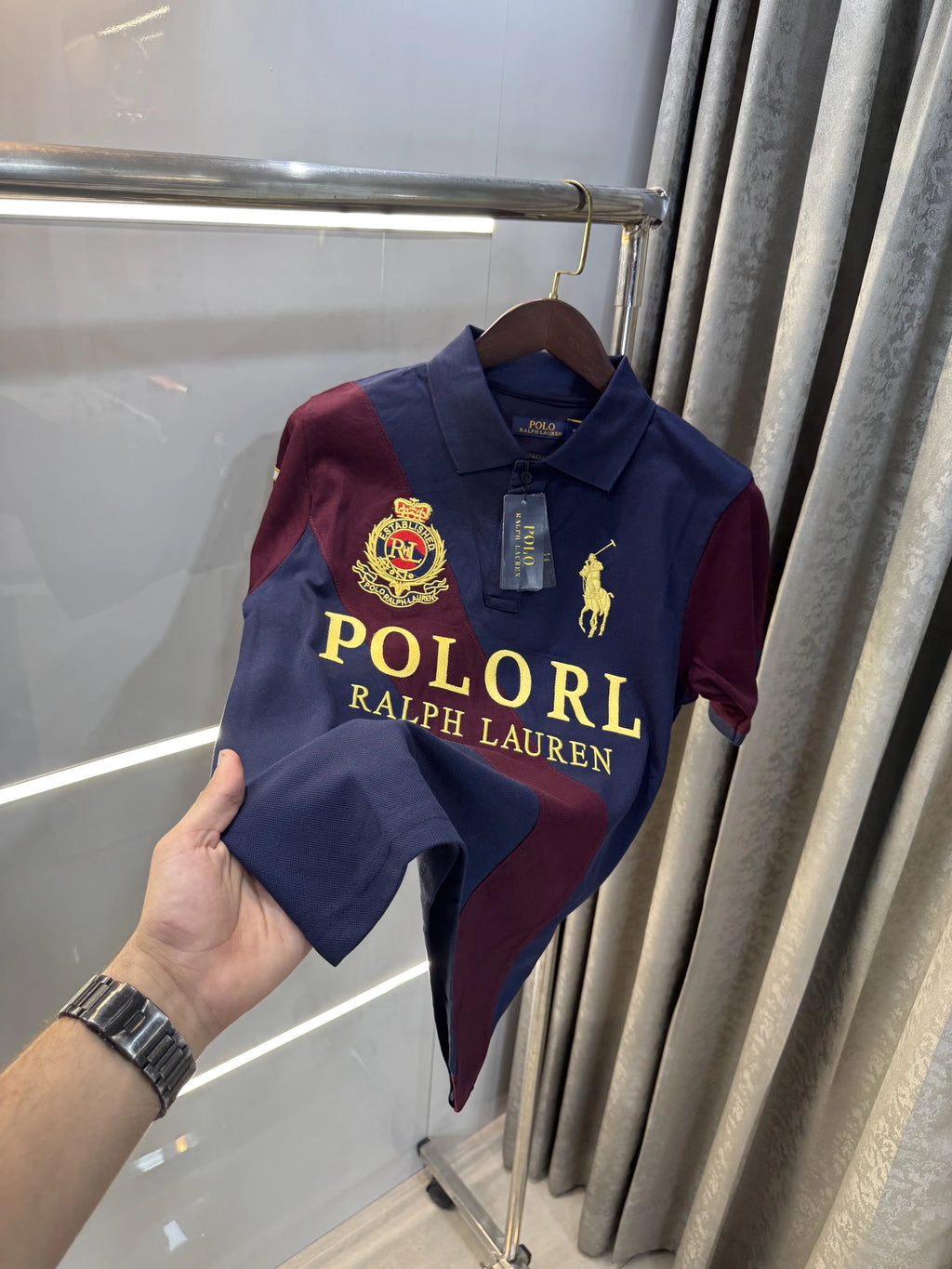 Ralph Lauren Wine Logo Work Premium Polo T-shirt