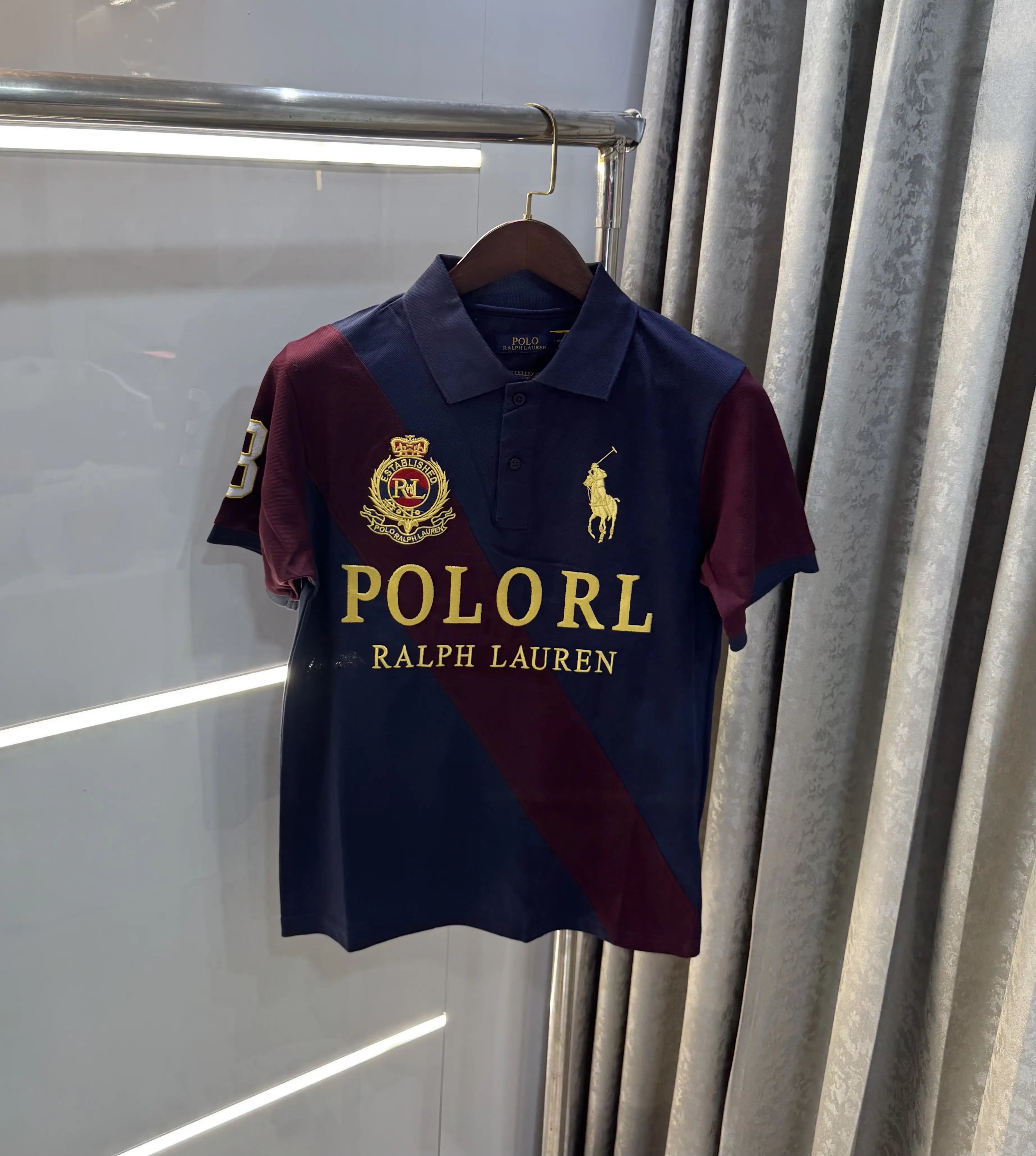 Ralph Lauren Wine Logo Work Premium Polo T-shirt