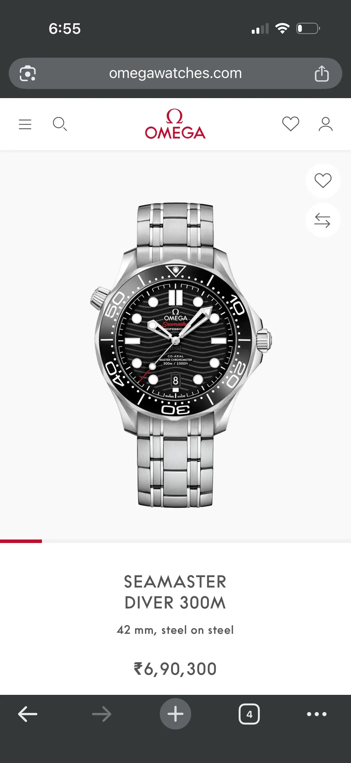 Omeg_A Seamater Diver 300m auto silver black