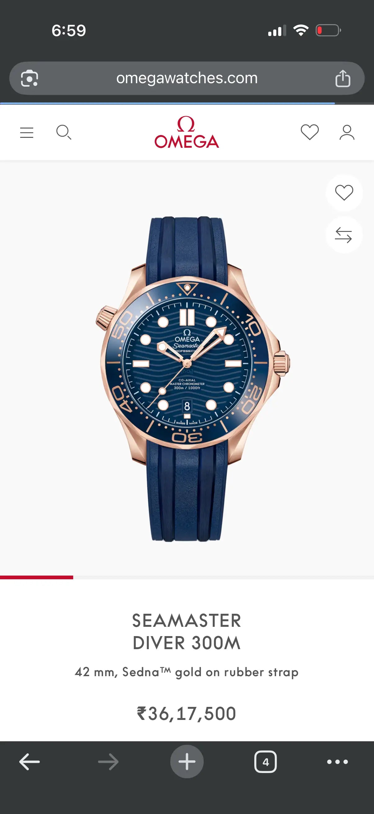 Omeg_a seamaster Diver 300m automatic Blue-Copper -Blue
