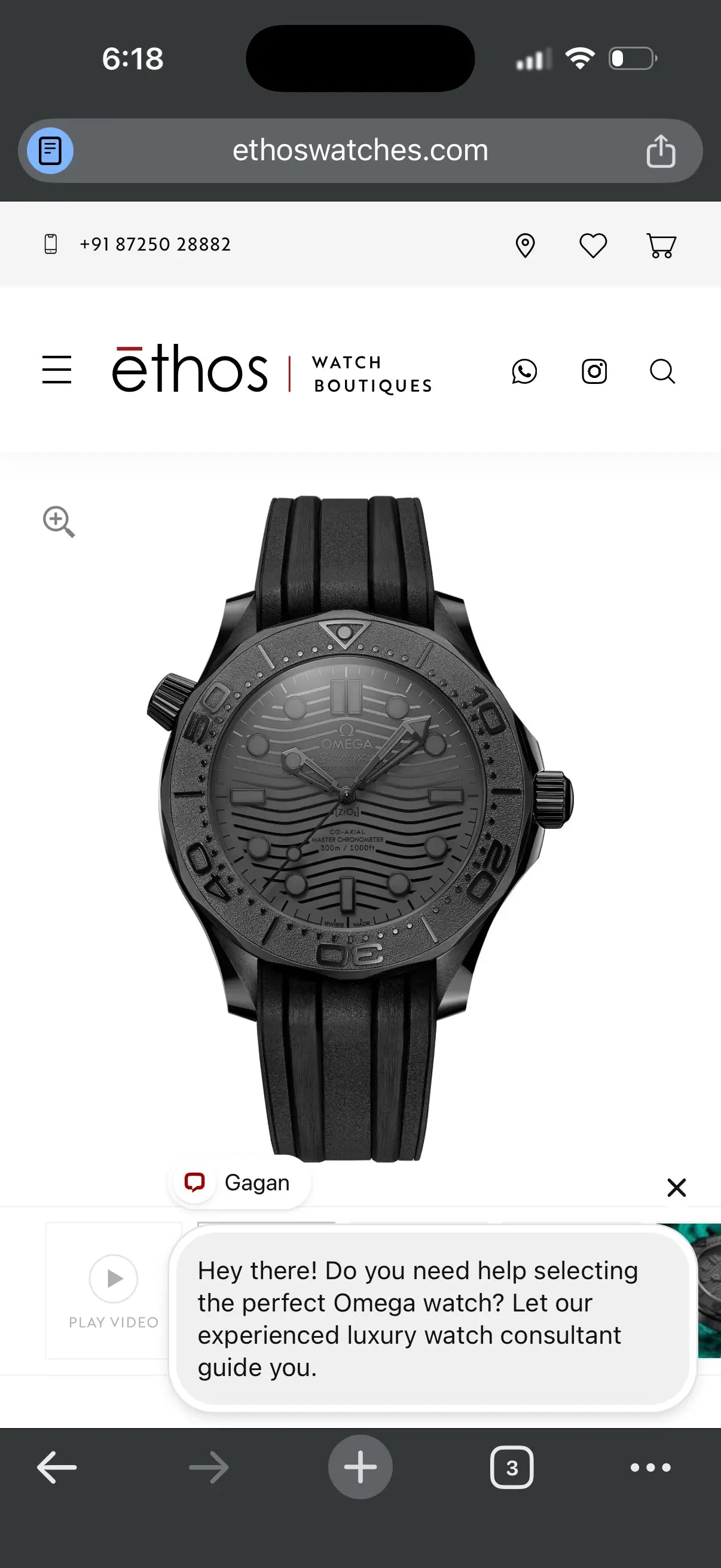 Omeg_a seamaster 300m diver auto rubber full black Main image