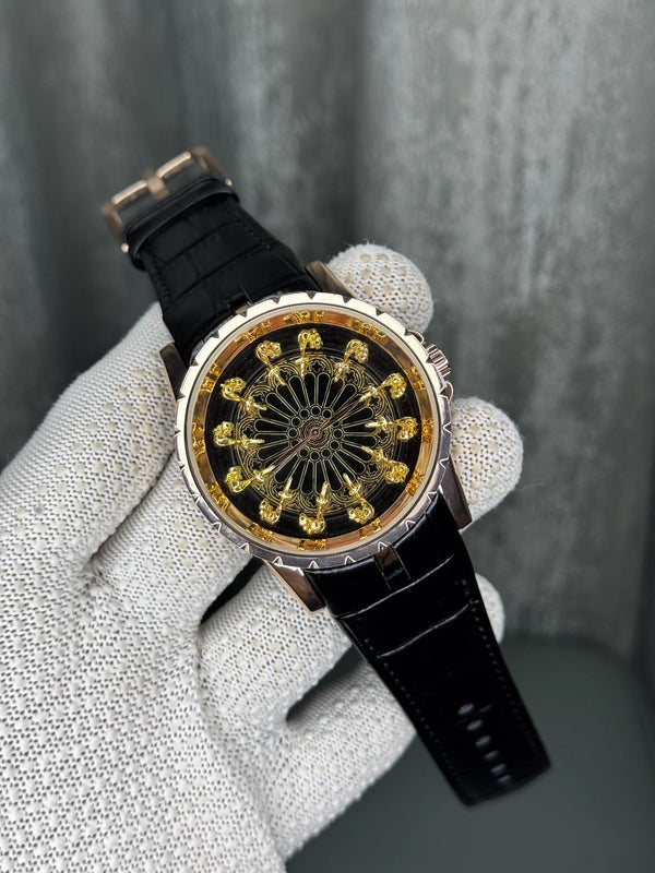 Roger Dubuis Gold Black Onola Twelve Knights Premium Watch