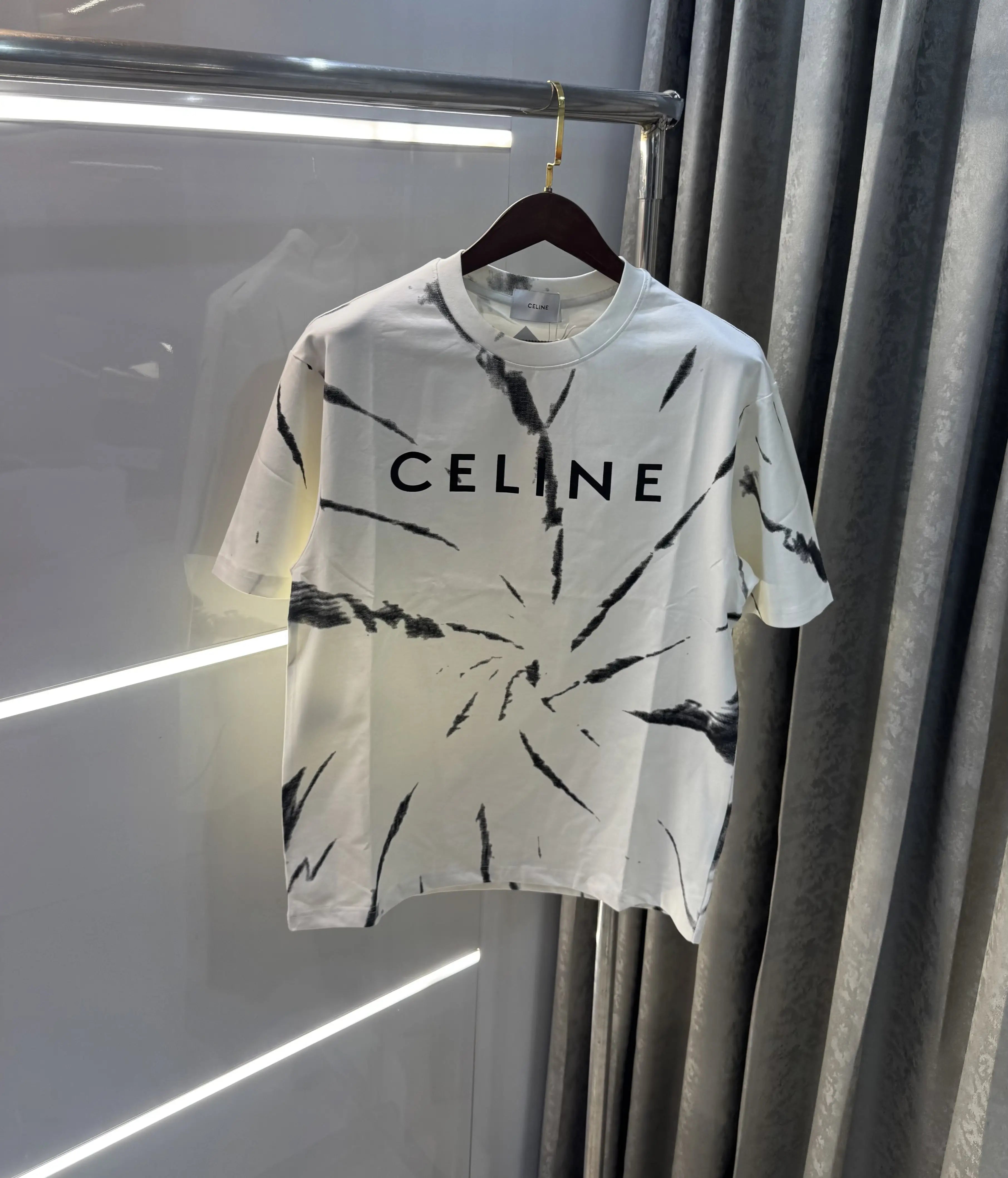 Celine White Printed Imported Oversized T-shirt