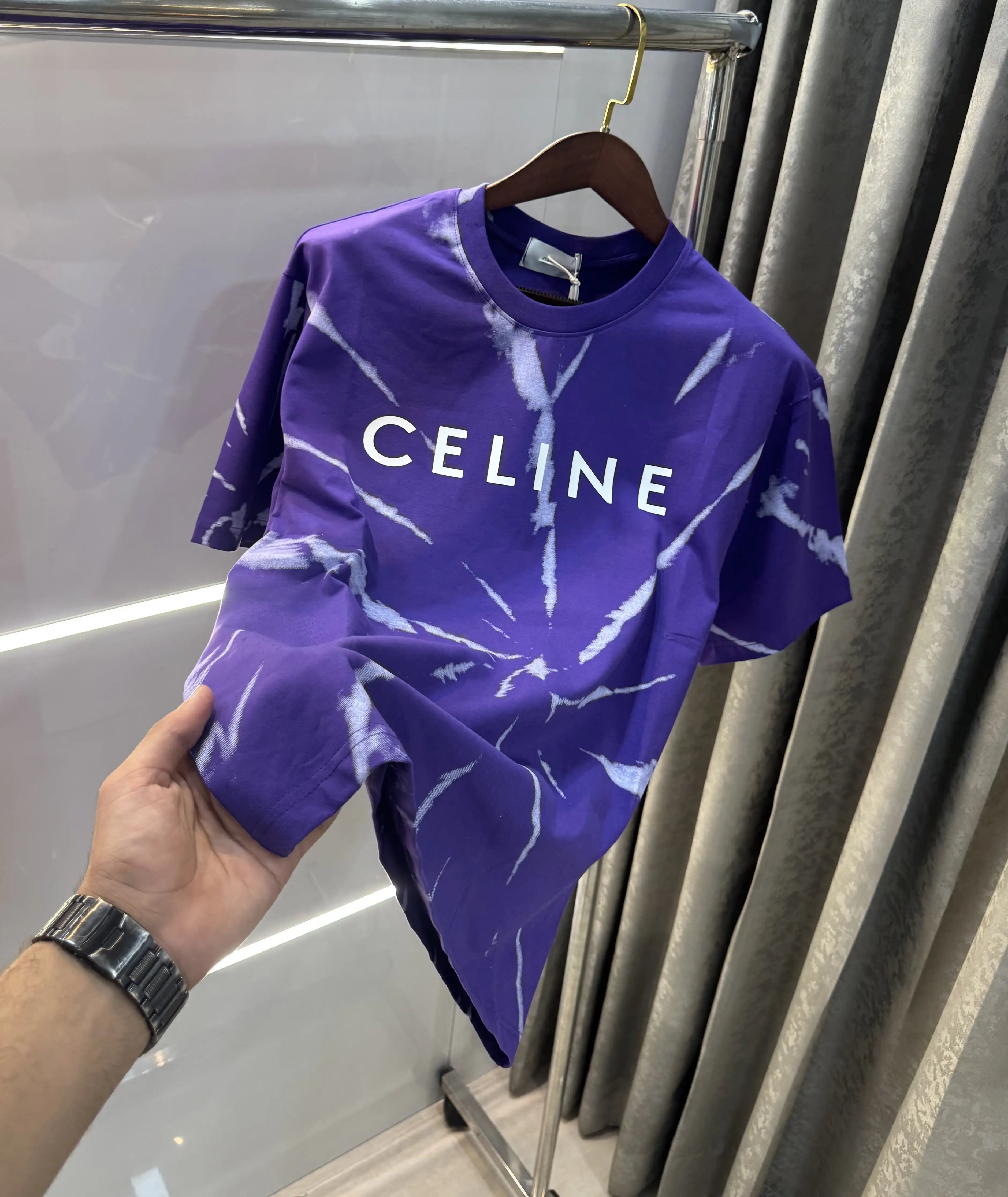Celine Purple Printed Imported Oversized T-shirt Secondary image