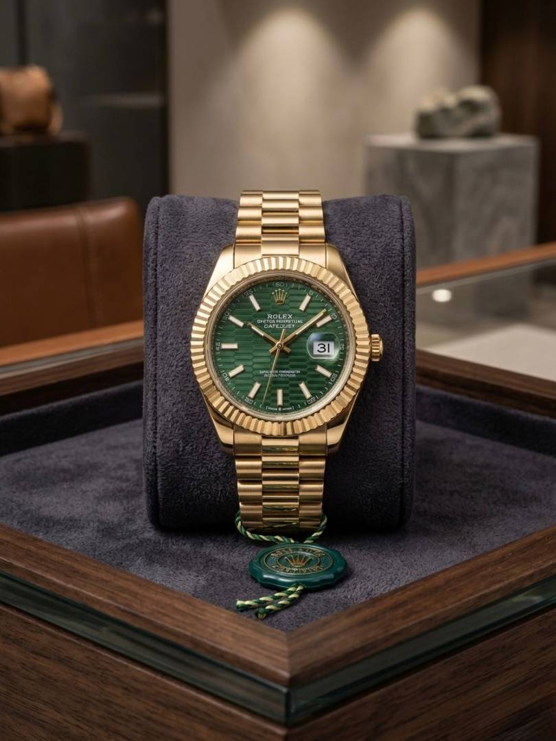 Role_x Oyster Perpetual DateJust Gold Green 163