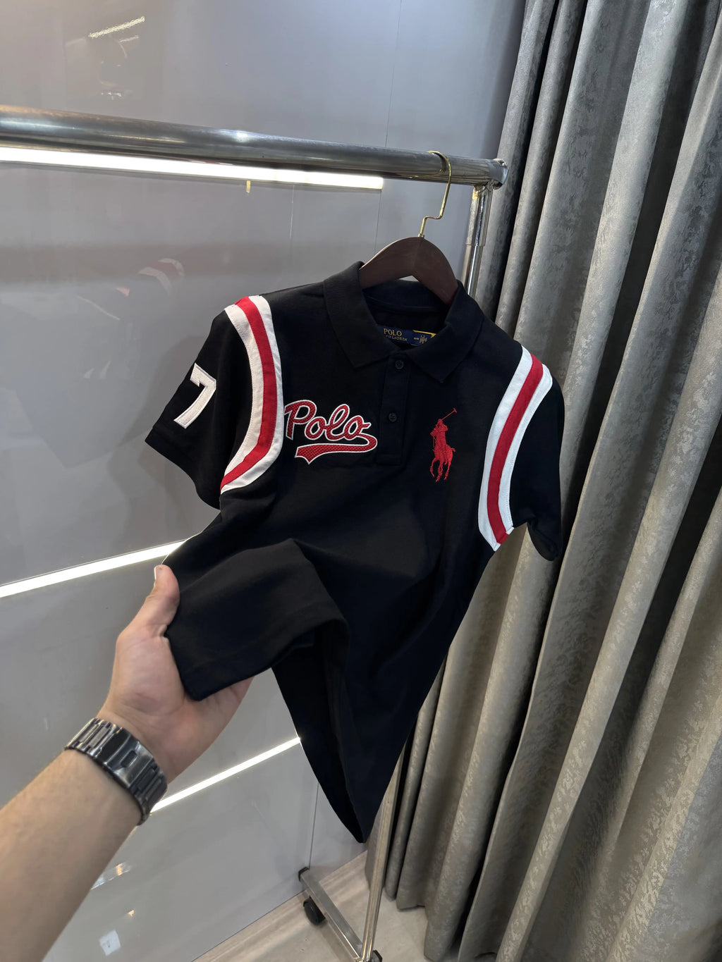 Ralph Lauren Black Logo Work Premium Polo T-shirt