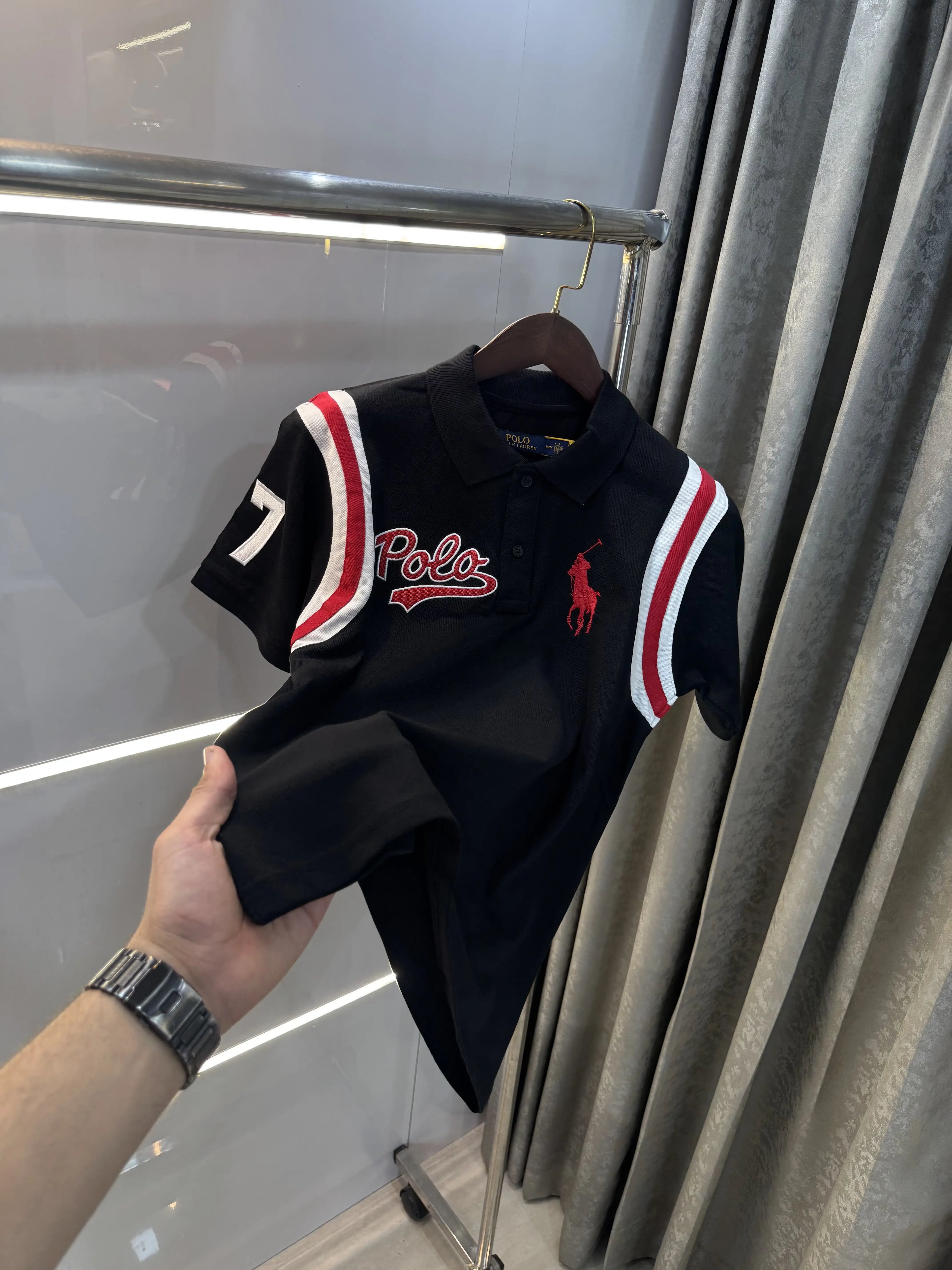 Ralph Lauren Black Logo Work Premium Polo T-shirt