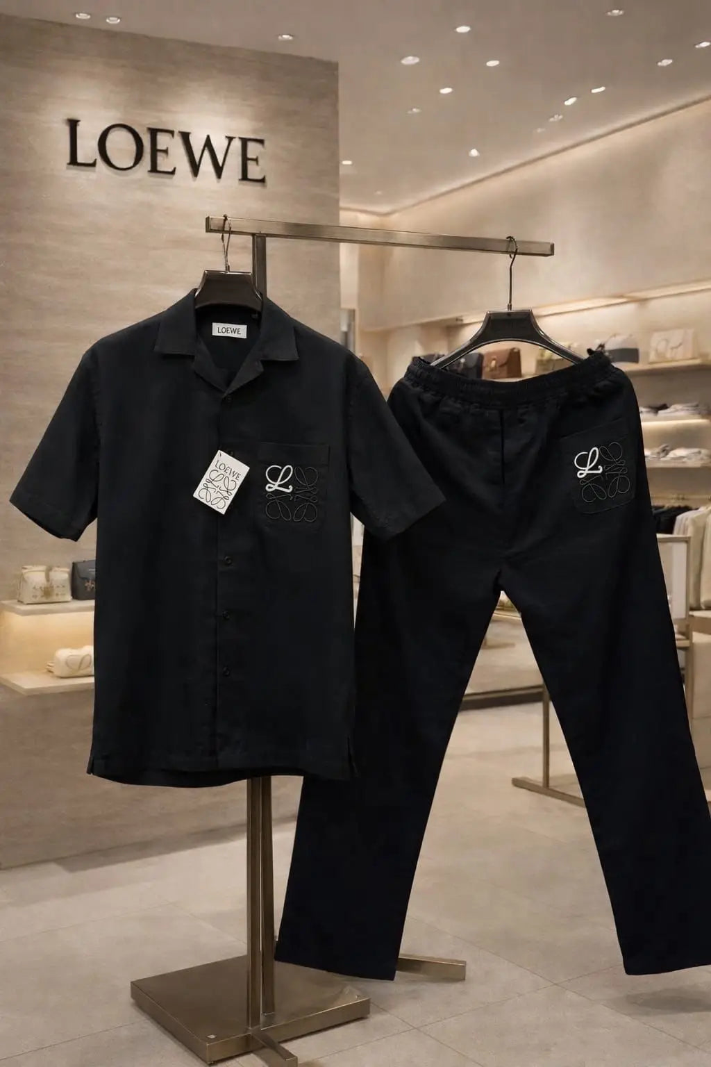 Loewe Black Embroidery Logo Premium Linen Cord Set Main image