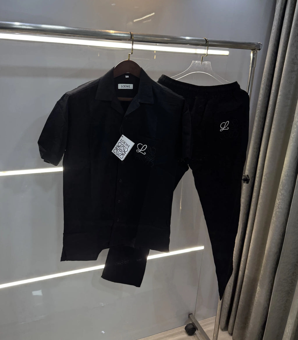 Loewe Black Embroidery Logo Premium Linen Cord Set