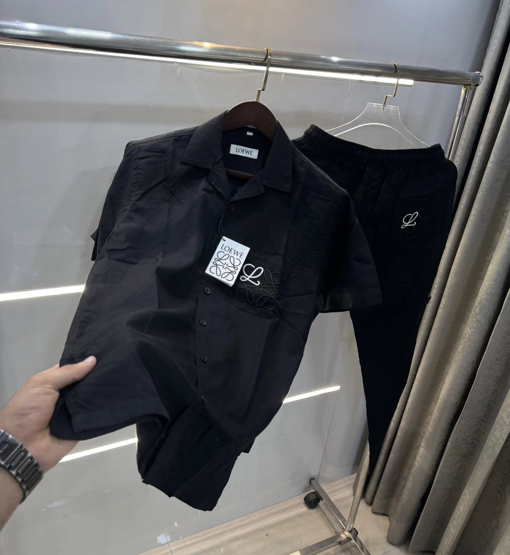 Loewe Black Embroidery Logo Premium Linen Cord Set