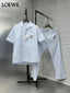 Loewe Sky Blue Embroidery Logo Premium Linen Cord Set