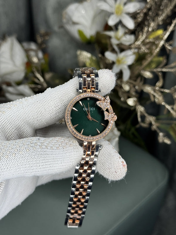 Gucc i Dual Tone Green Premium Watch