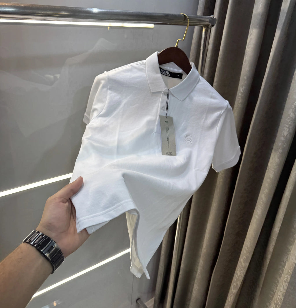 Karl Lagerfled White Imported Polo T-Shirt