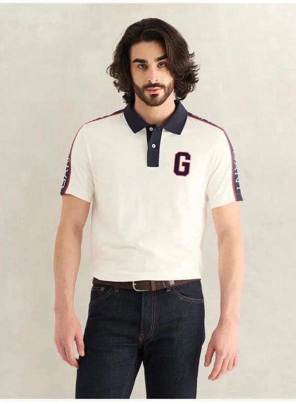 Gant Cream Logo Work Premium Polo T-shirt