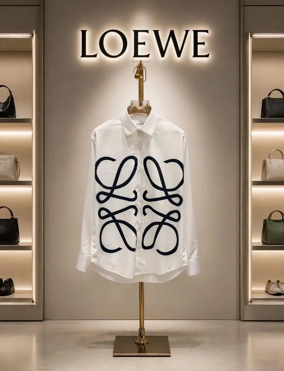 Loewe White Designer Premium Shirt Main image
