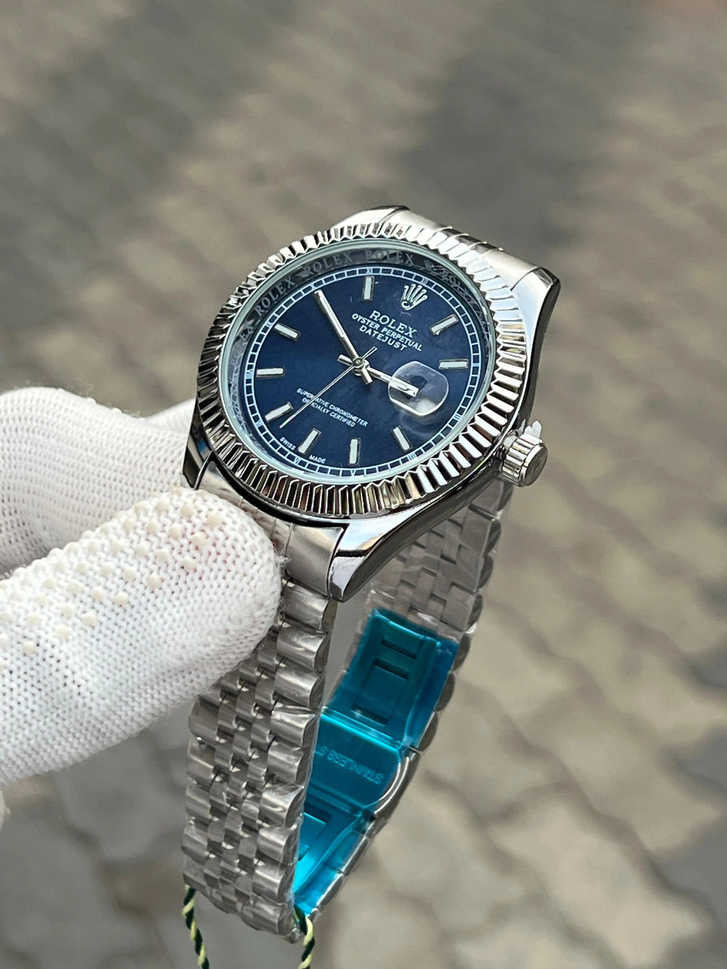 Rolex Day Date Silver Blue