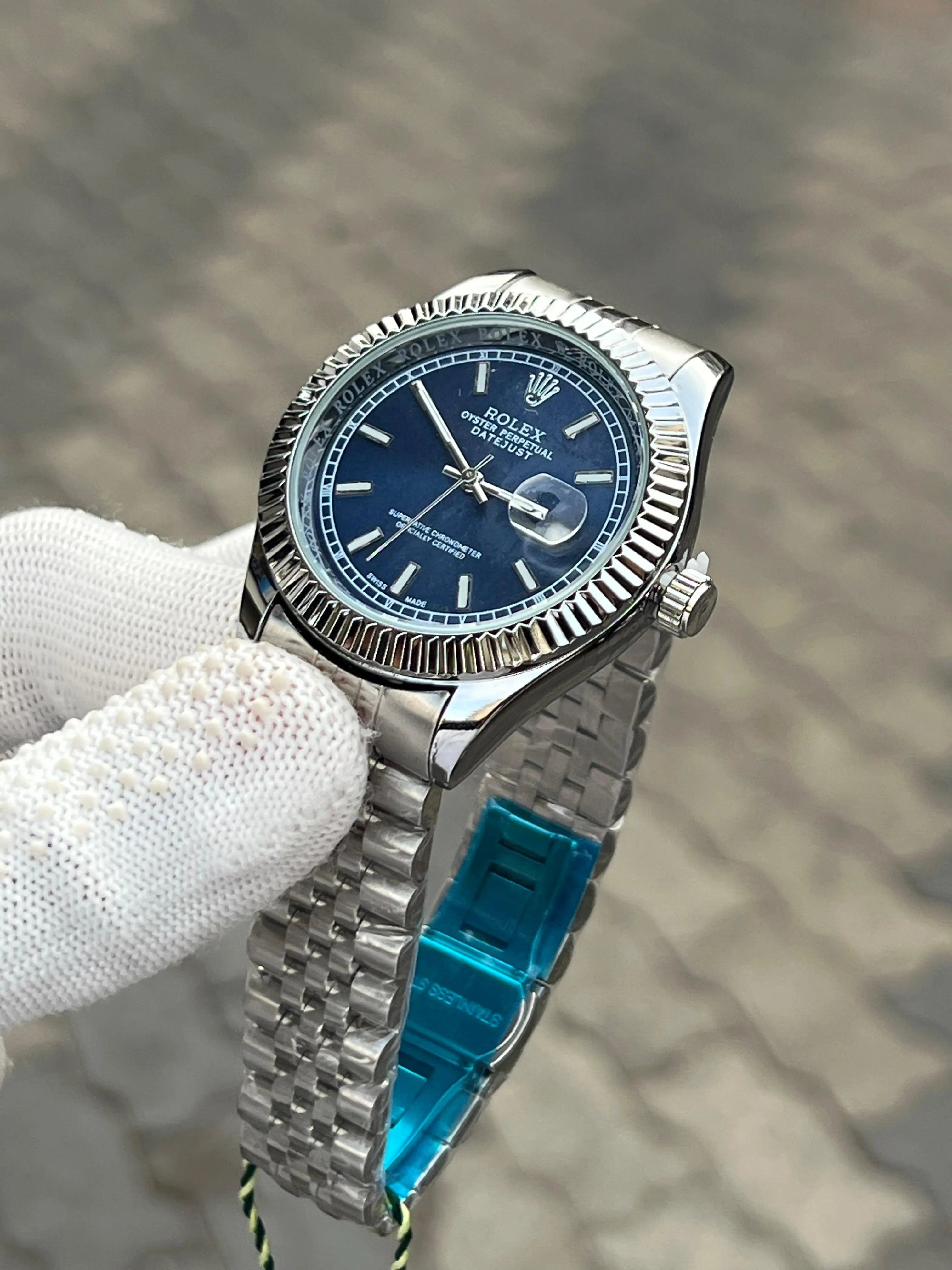 Rolex Day Date Silver Blue