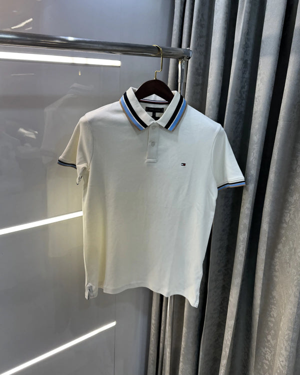 Tommy Hilfiger Cream Premium Polo T-shirt