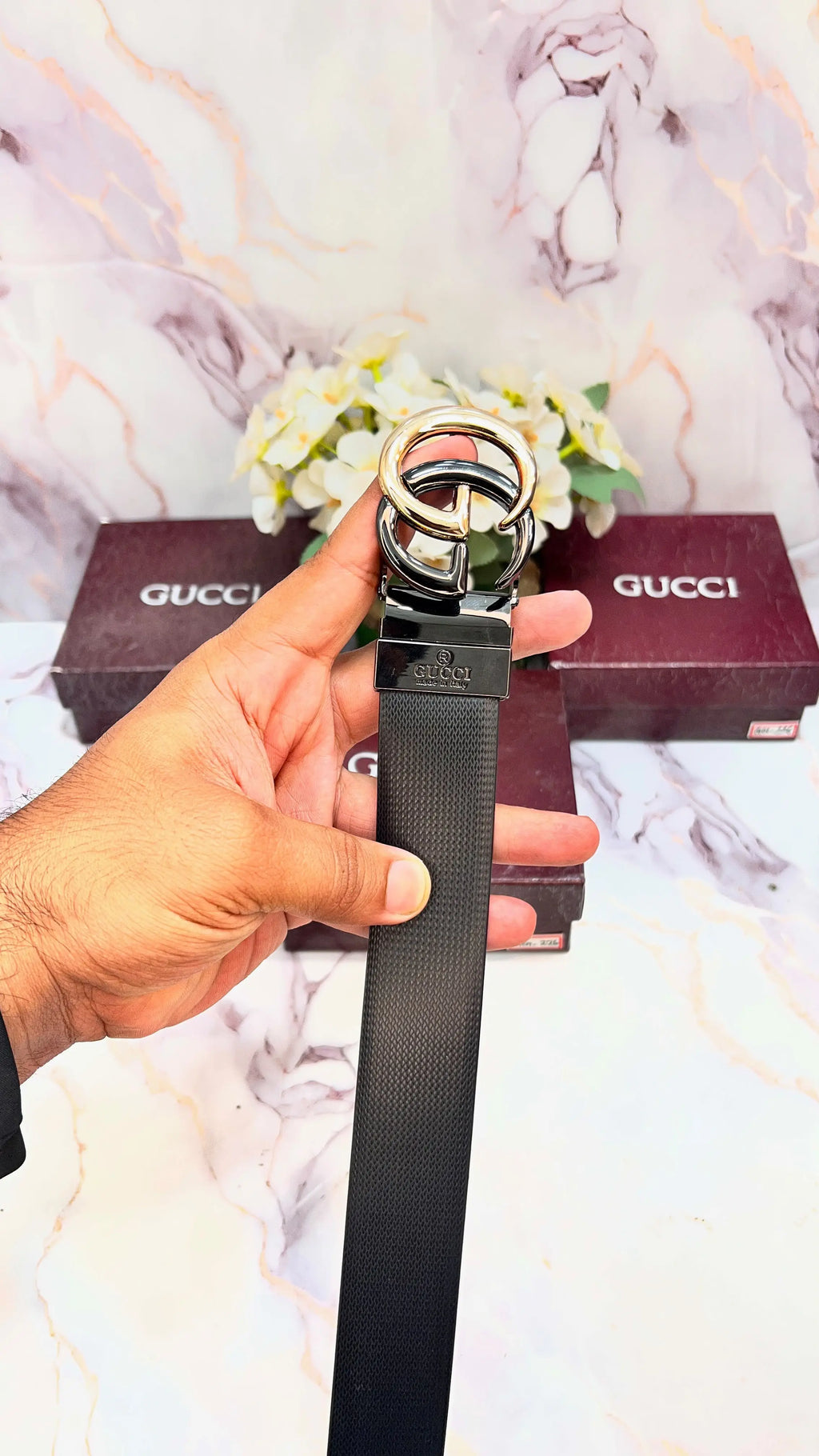 GG GUCCI DOUBLE TONE PREMIUM QUALITY REVERSEABLE BELT WITH OG BOX