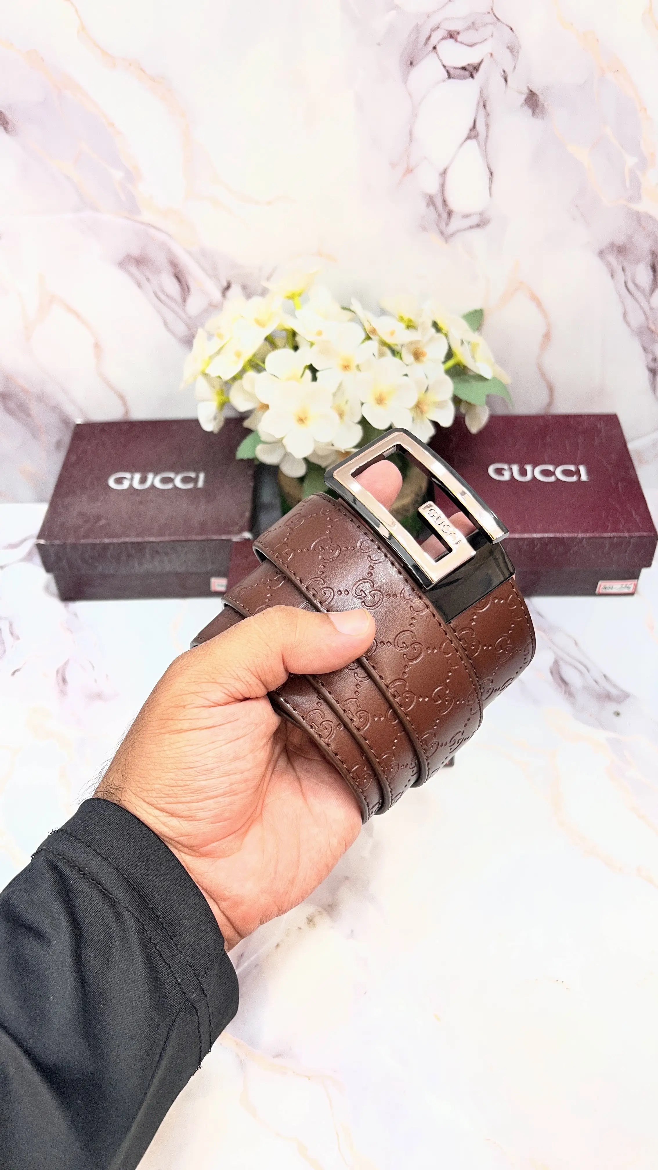 GUCCI EMBOSSED PREMIUM QUALITY IMPORTED BELT WITH BOX