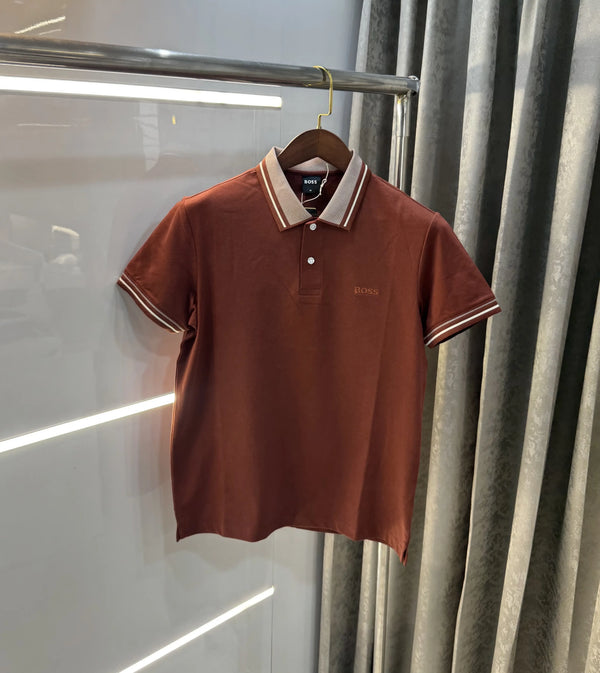 Hugo Boss Rust Embroidery Logo Premium Polo T-shirt