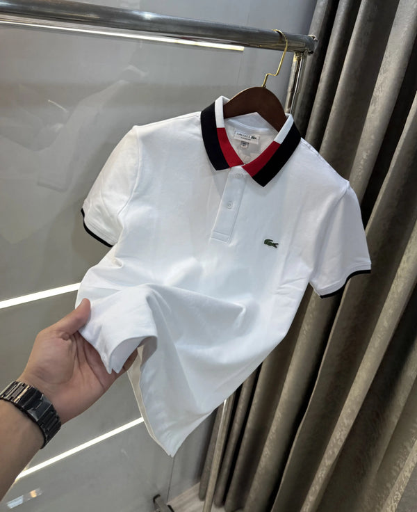 Lacost e White Logo Work Premium Polo T-Shirt
