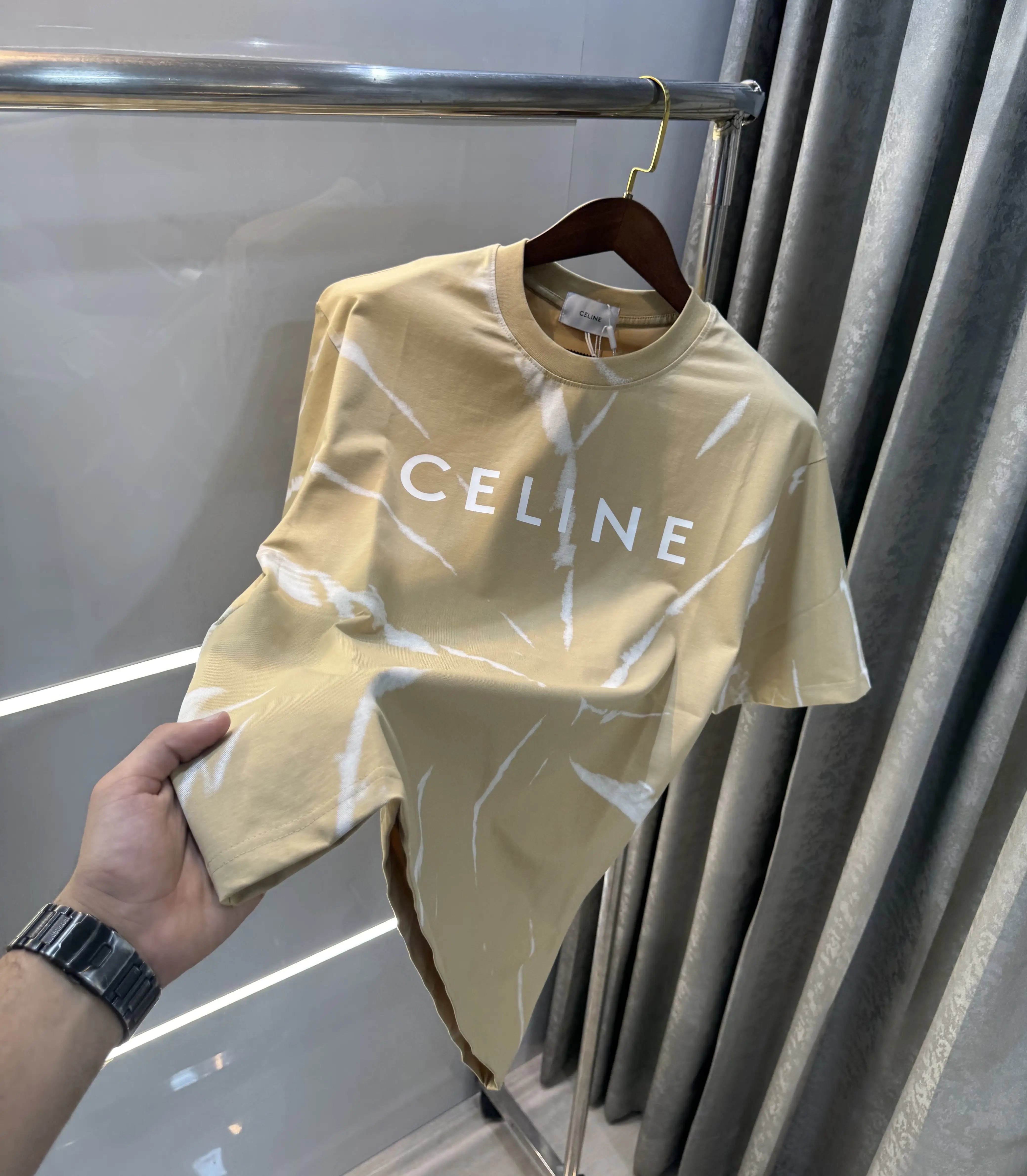 Celine Beige Printed Imported Oversized T-shirt Secondary image