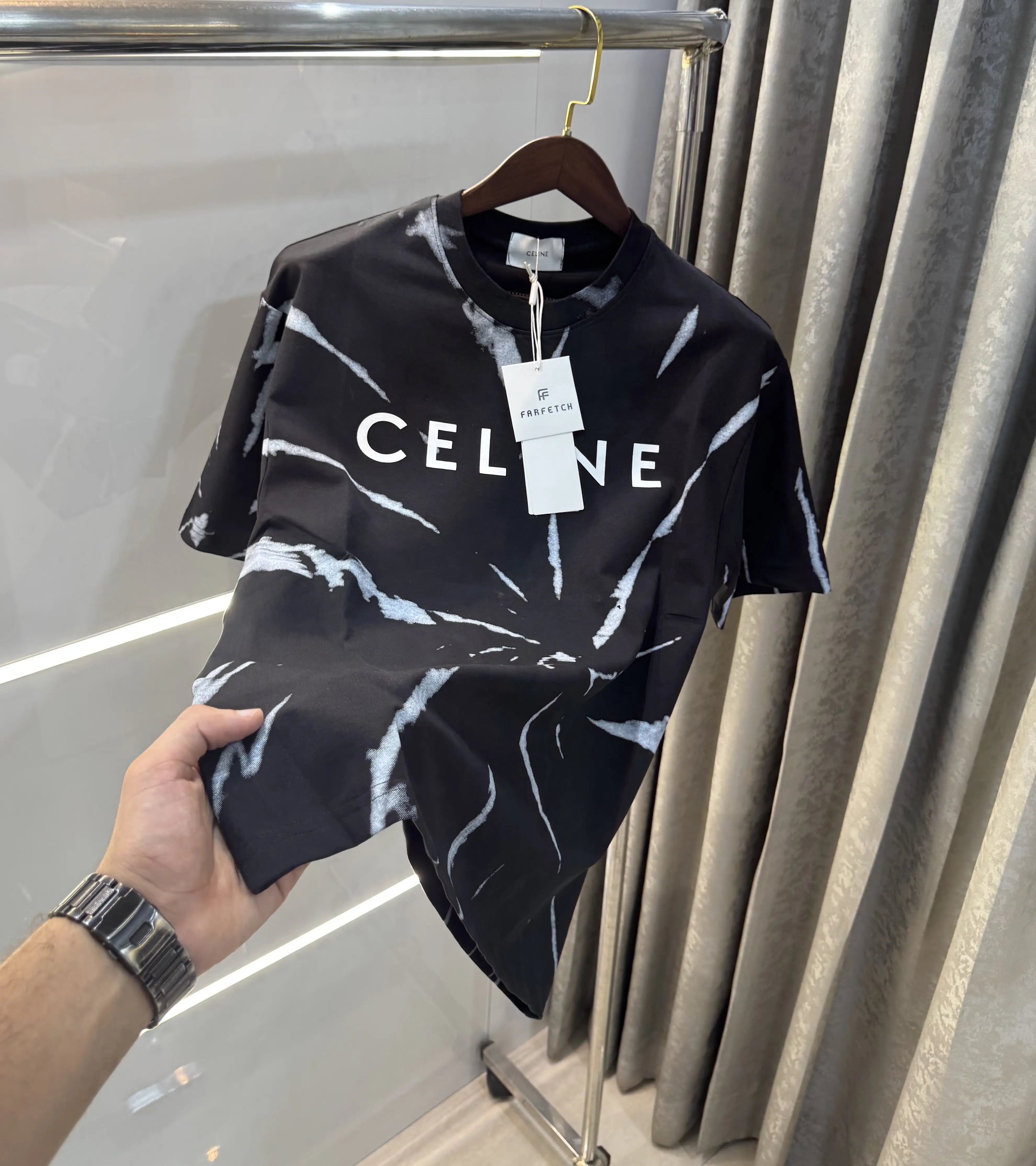 Celine Black Printed Imported Oversized T-shirt Main image