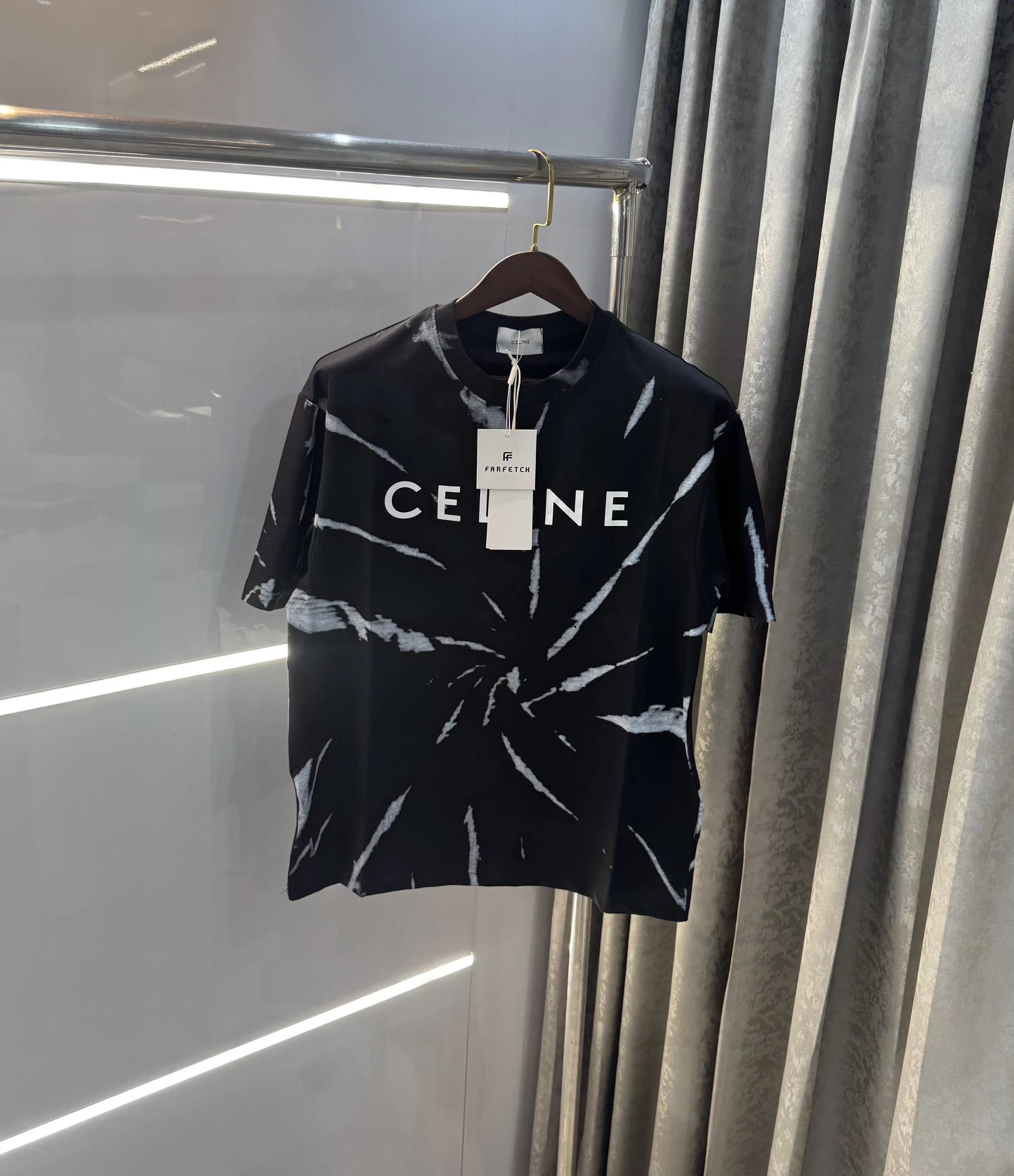 Celine Black Printed Imported Oversized T-shirt Secondary image