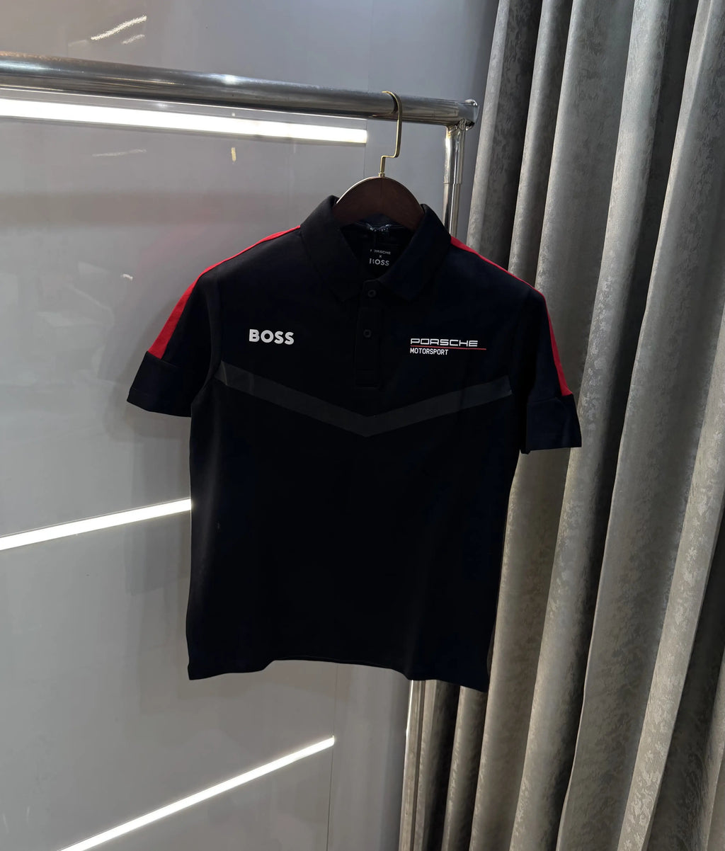Hug o Bos s Black Porsche Edition Premium Polo T-shirt