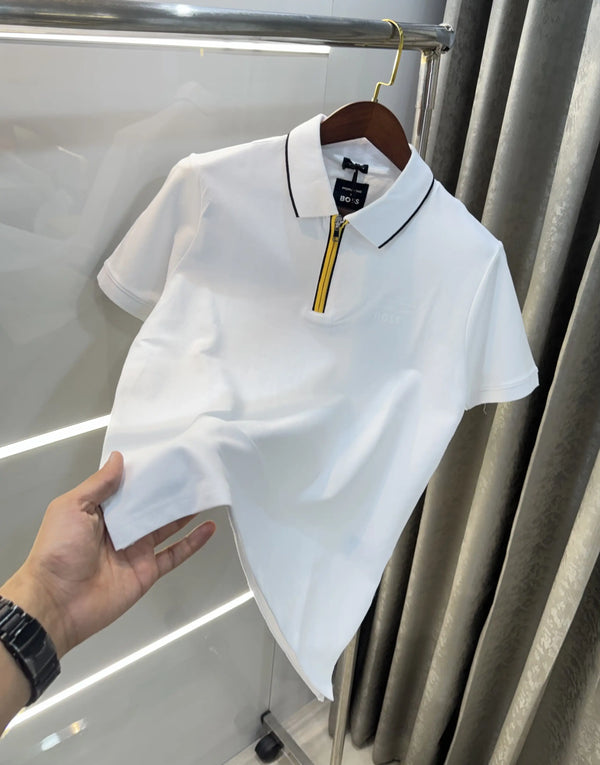 Hug o Boss White Porche Edition Premium Polo T-shirt