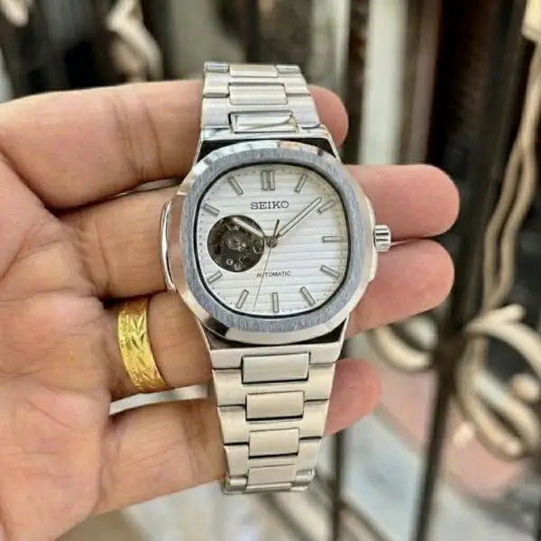 Seiko nautiko Mod Automatic open heart white 009 Main image