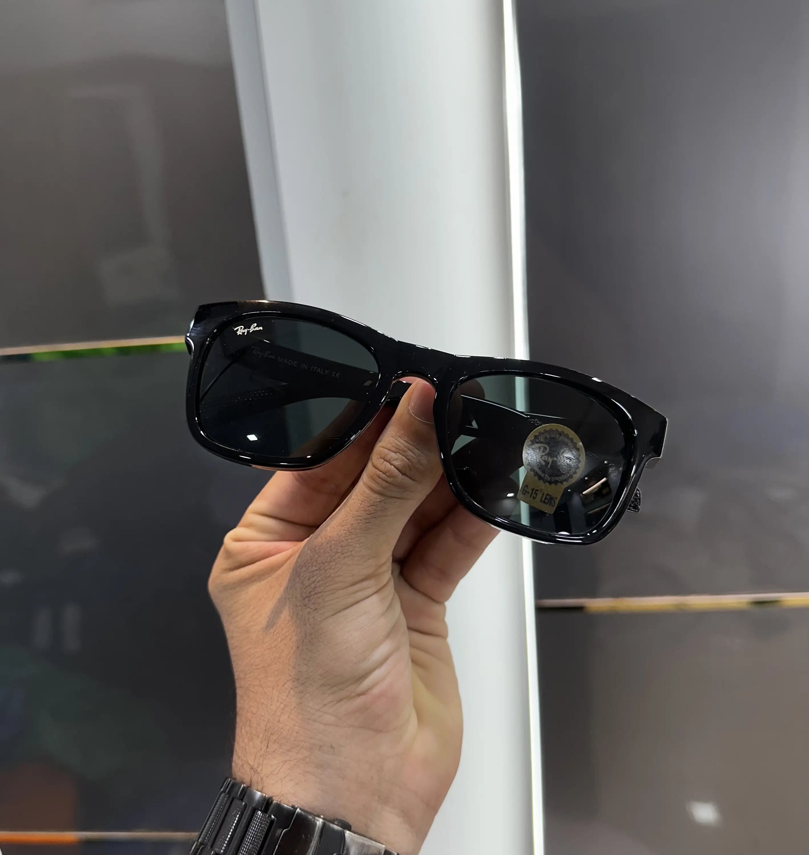 RayBan All Black Glossy Premium Shades 8283 Secondary image