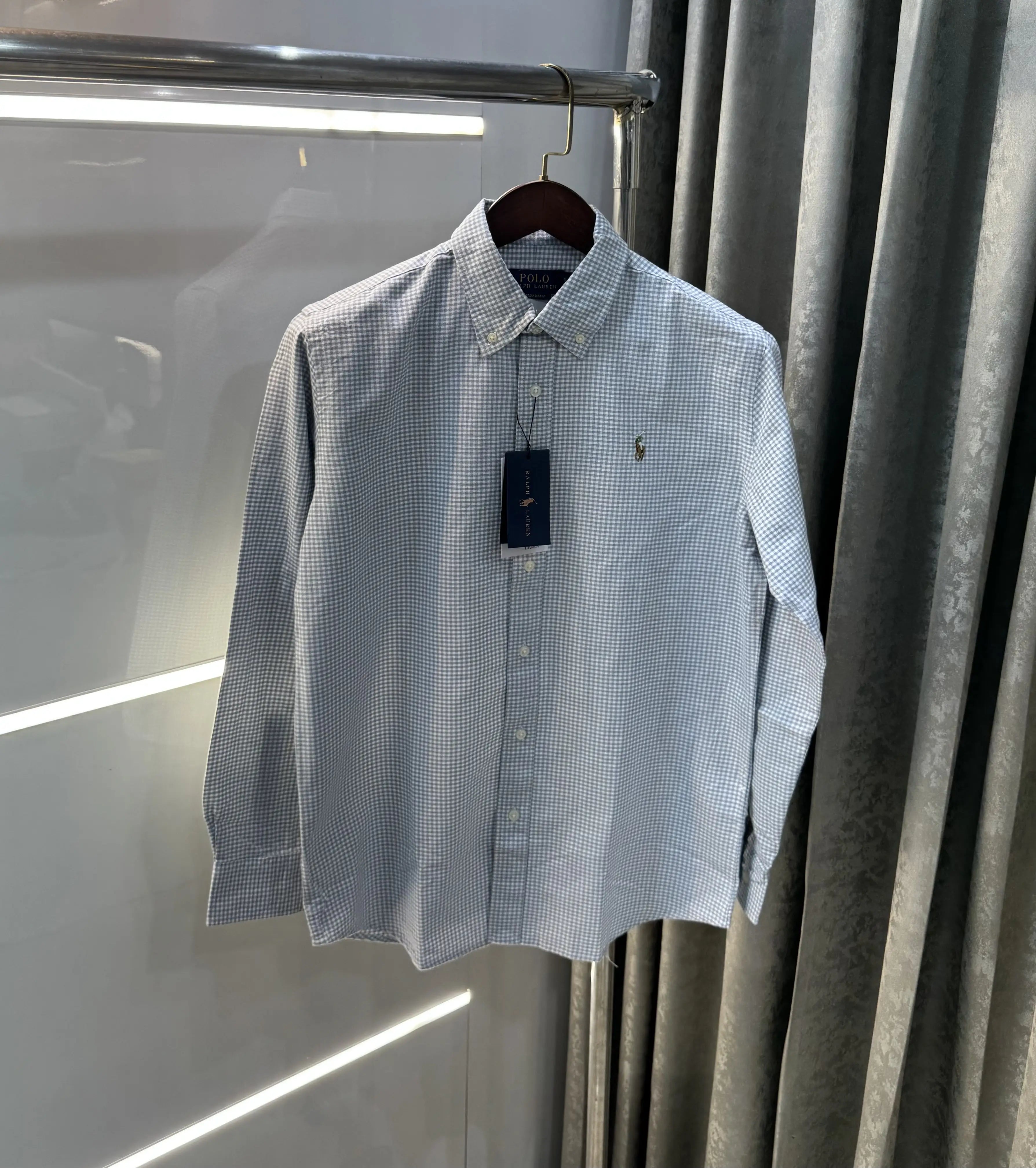 Ralph Lauren Grey Small Checks Premium Shirt