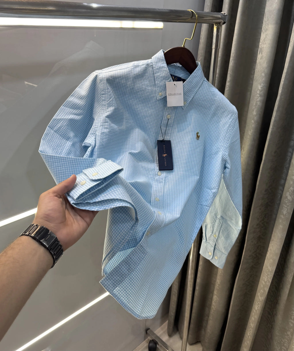Ralph Lauren Sky Blue Small Checks Premium Shirt