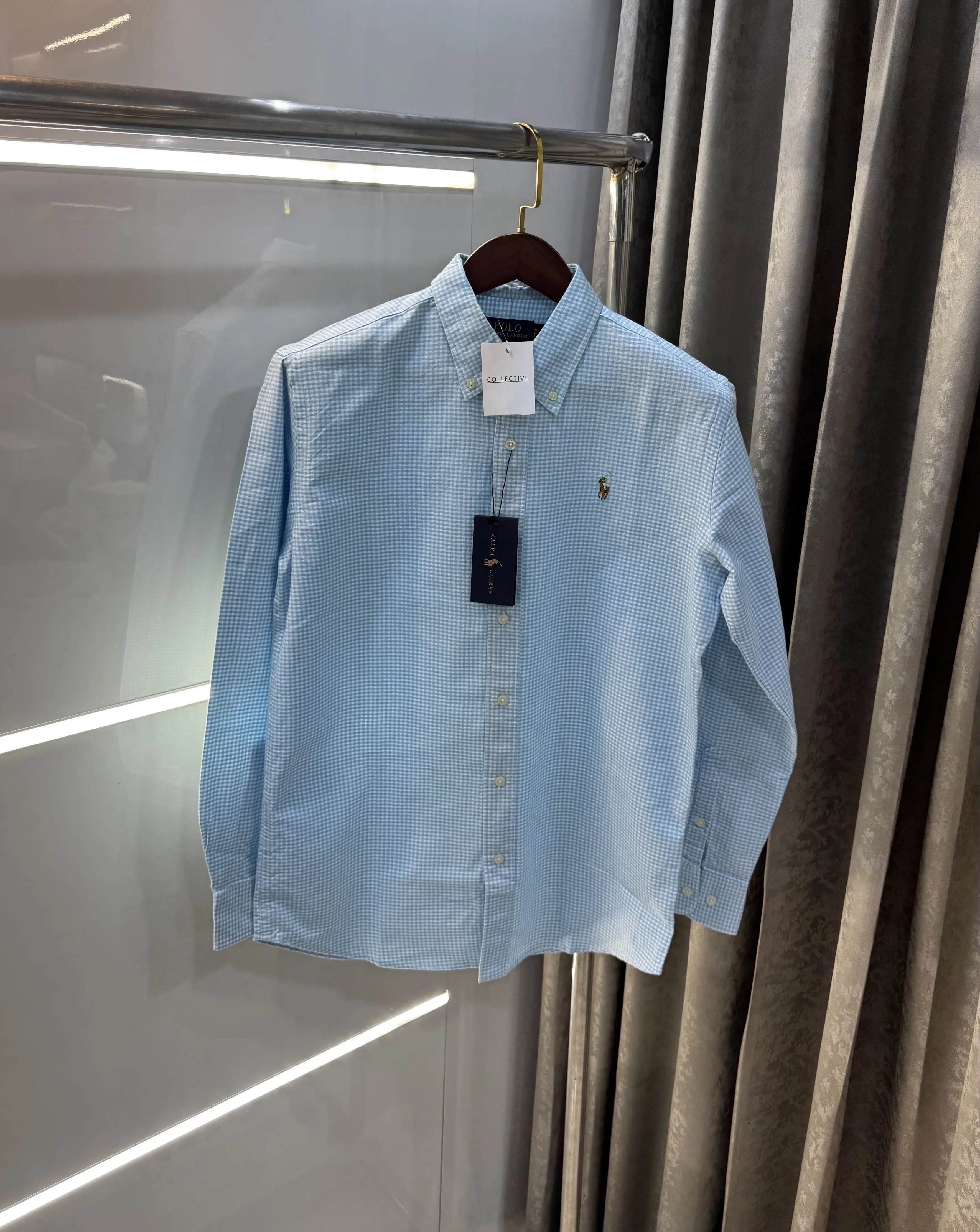 Ralph Lauren Sky Blue Small Checks Premium Shirt